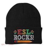 Esl Rocks Teacher Students Funny Back To School Beanie thumb 0