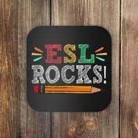 Esl Rocks Teacher Students Funny Back To School Coaster thumb 0