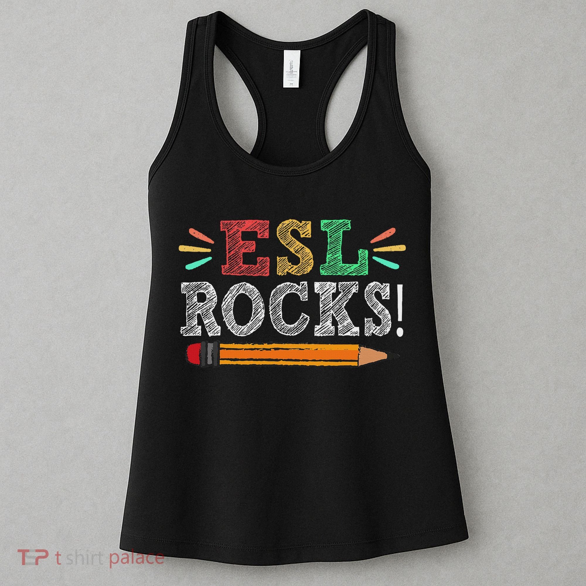 Esl Rocks Teacher Students Funny Back To School Women's Tank Top