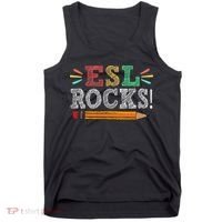 Esl Rocks Teacher Students Funny Back To School Tank Top thumb 0