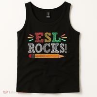 Esl Rocks Teacher Students Funny Back To School Tank Top thumb 2