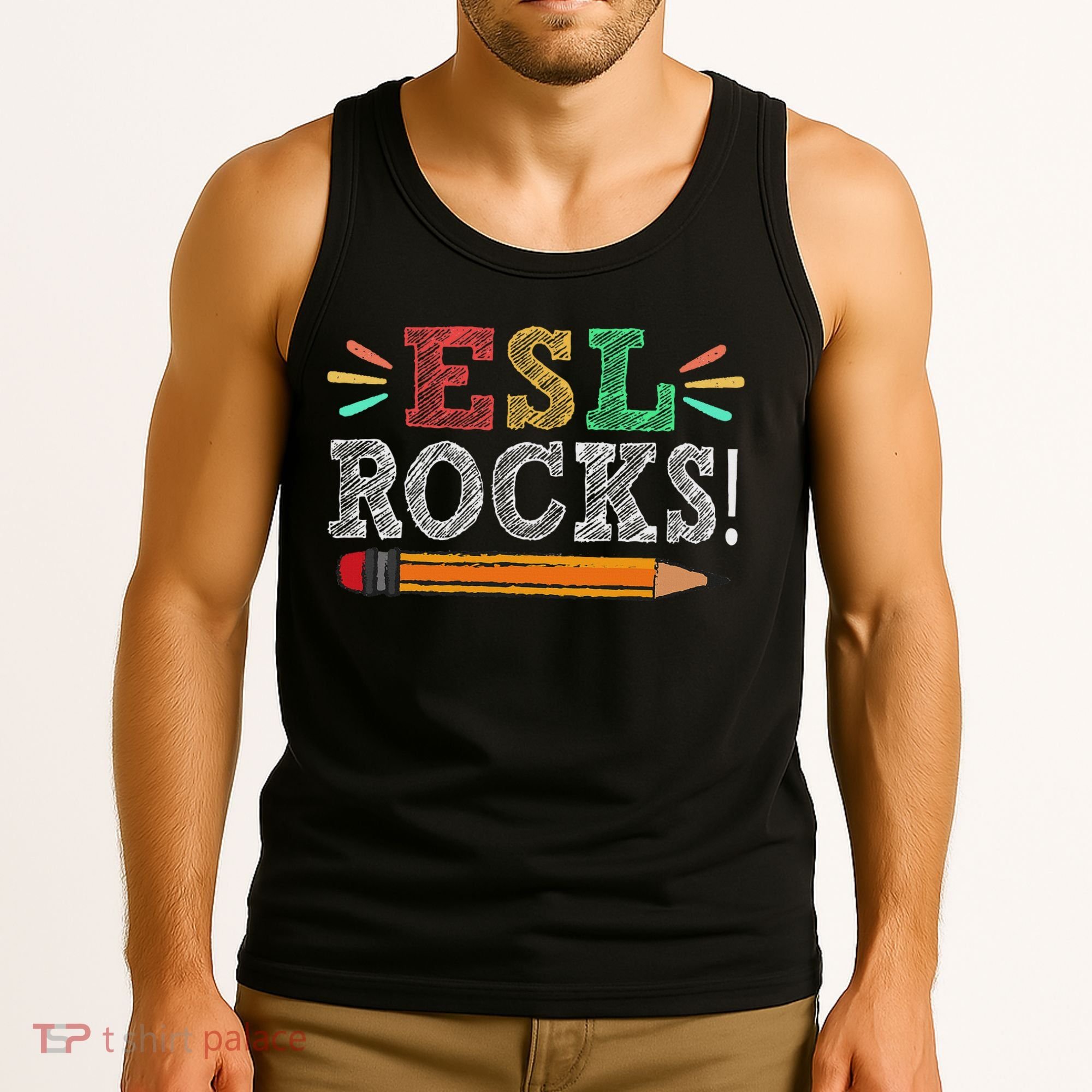 Esl Rocks Teacher Students Funny Back To School Tank Top