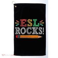 Esl Rocks Teacher Students Funny Back To School Golf Towel thumb 0