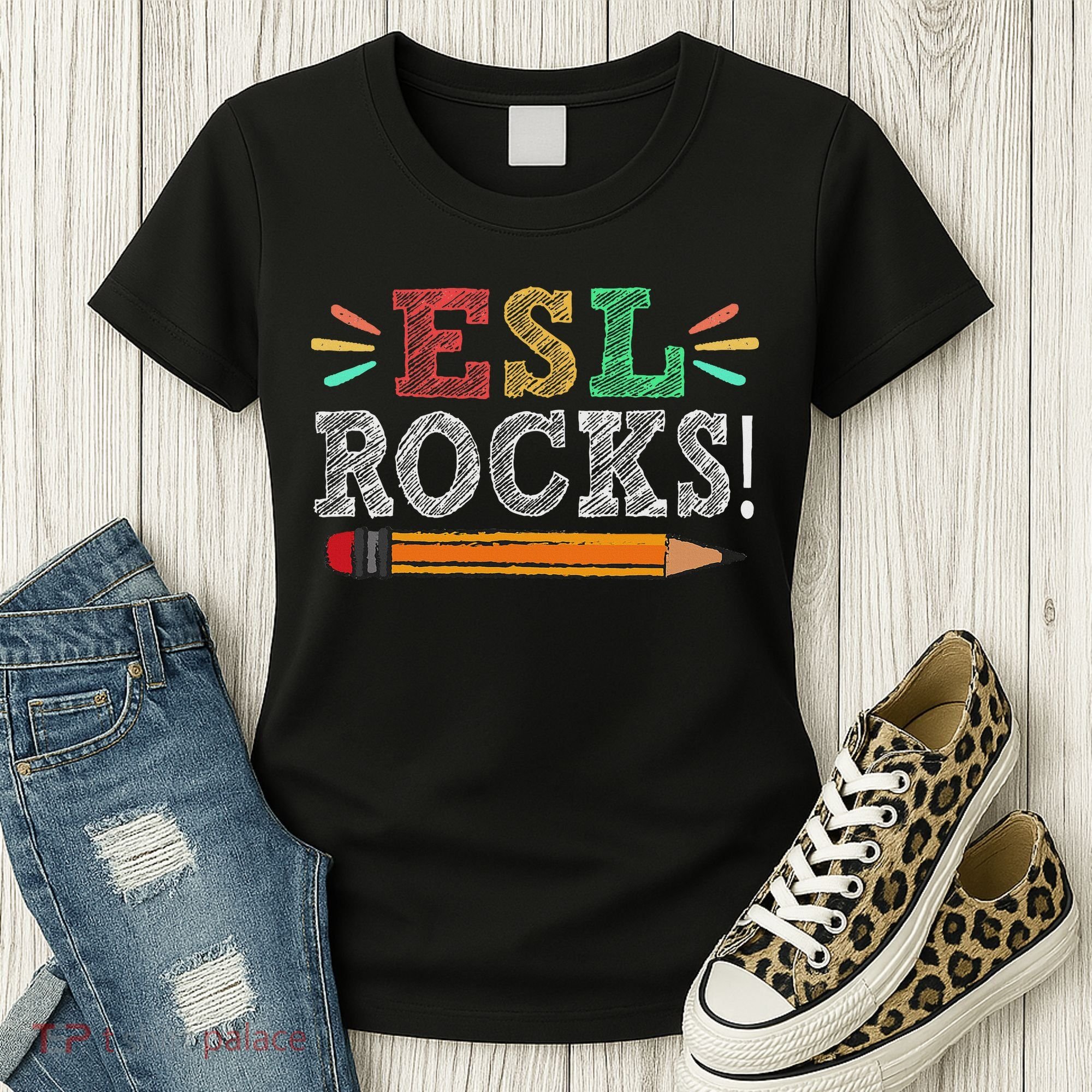 Esl Rocks Teacher Students Funny Back To School Women's T-Shirt