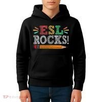 Esl Rocks Teacher Students Funny Back To School Kids Hoodie thumb 4