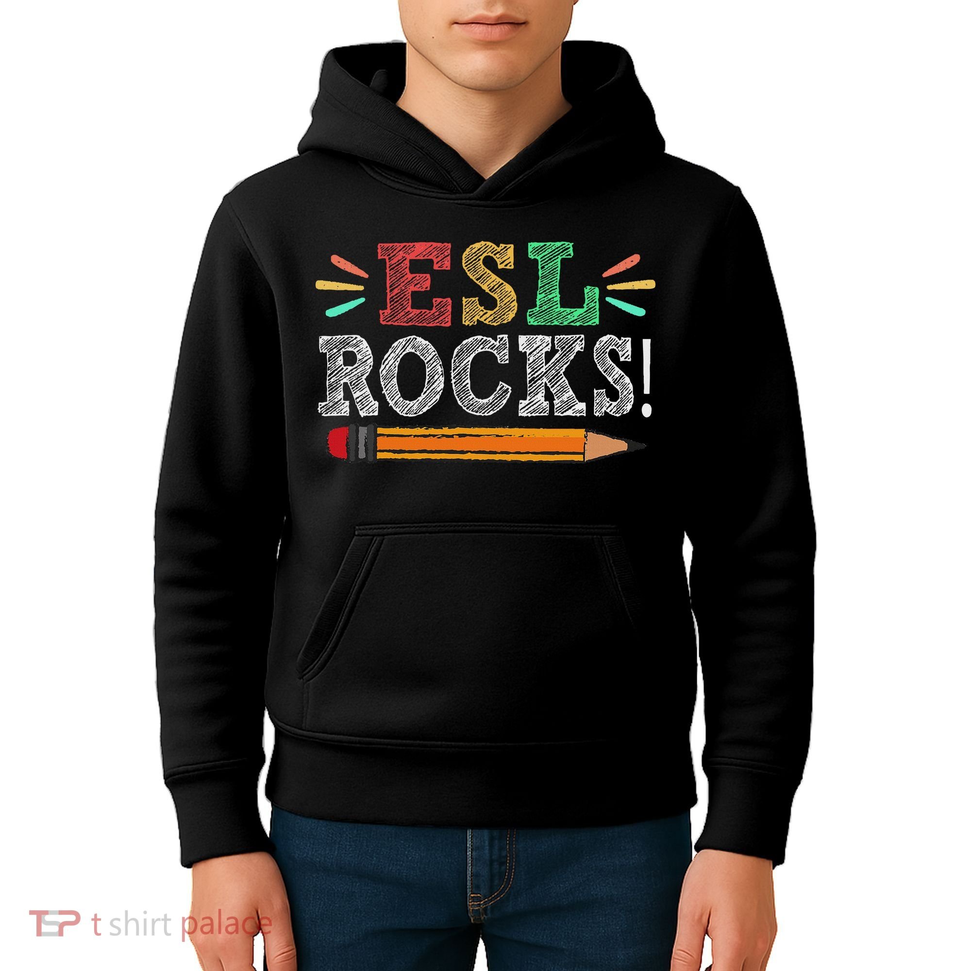 Esl Rocks Teacher Students Funny Back To School Kids Hoodie