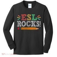 Esl Rocks Teacher Students Funny Back To School Kids Long Sleeve Shirt thumb 0