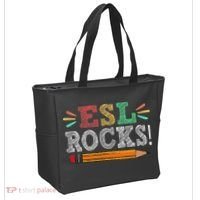 Esl Rocks Teacher Students Funny Back To School Tote Bag thumb 2
