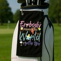 Errbody Round The World Gettin Tipsy Drinking Around The World Golf Towel thumb 2
