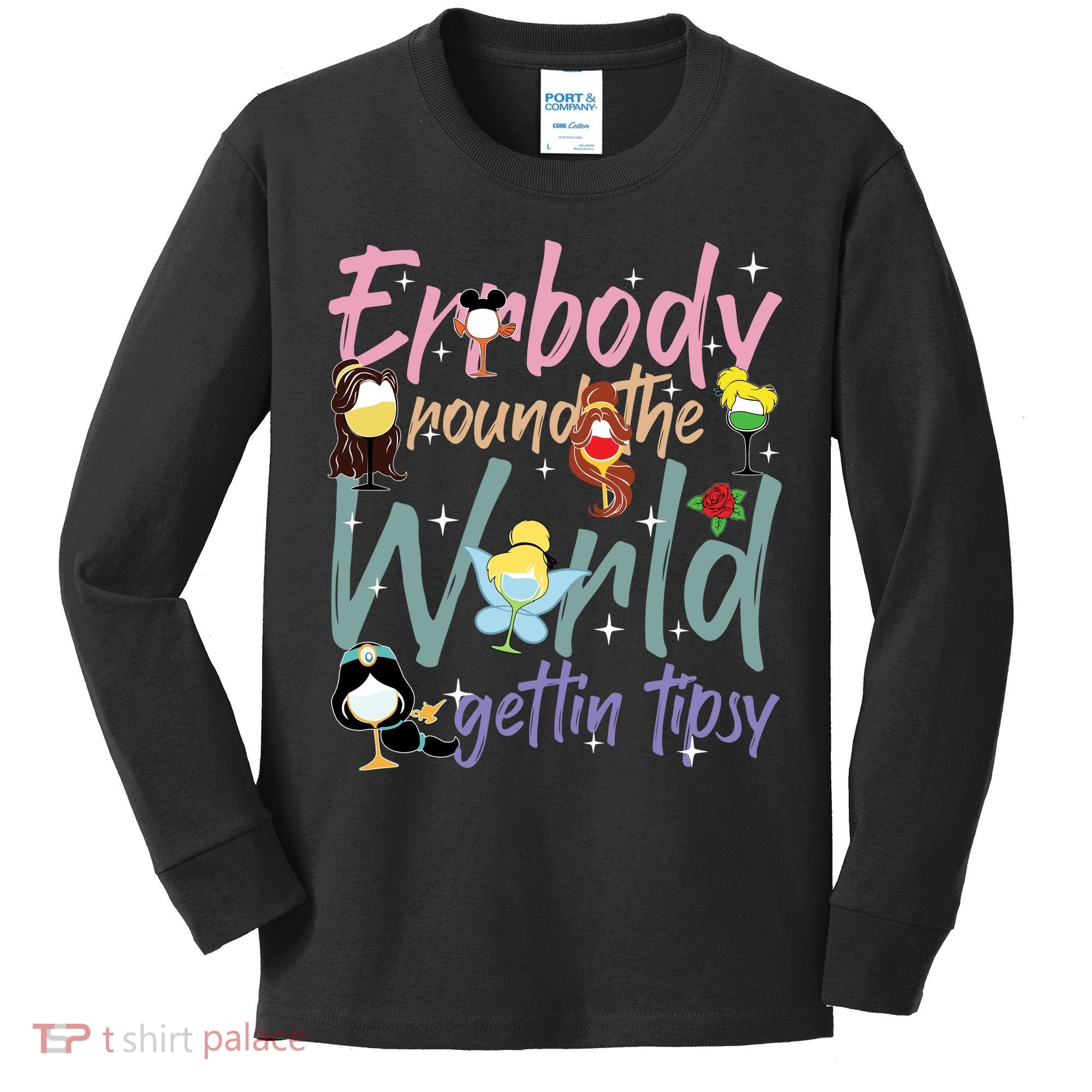 Errbody Round The World Gettin Tipsy Drinking Around The World Kids Long Sleeve Shirt
