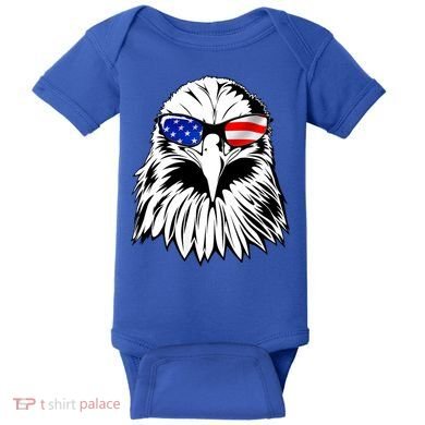 Eagle Sunglasses 4th Of July American Flag Baby Bodysuit