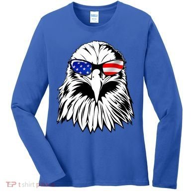 Eagle Sunglasses 4th Of July American Flag Women's Long Sleeve Shirt