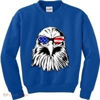 Eagle Sunglasses 4th Of July American Flag Kids Sweatshirt thumb 0