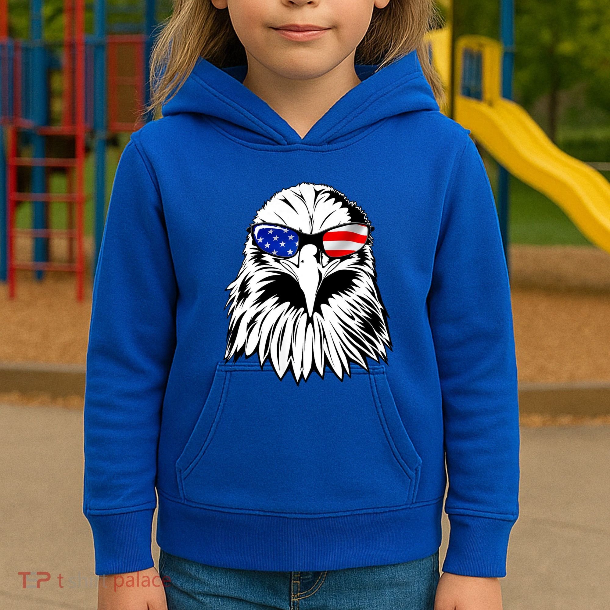 Eagle Sunglasses 4th Of July American Flag Kids Hoodie