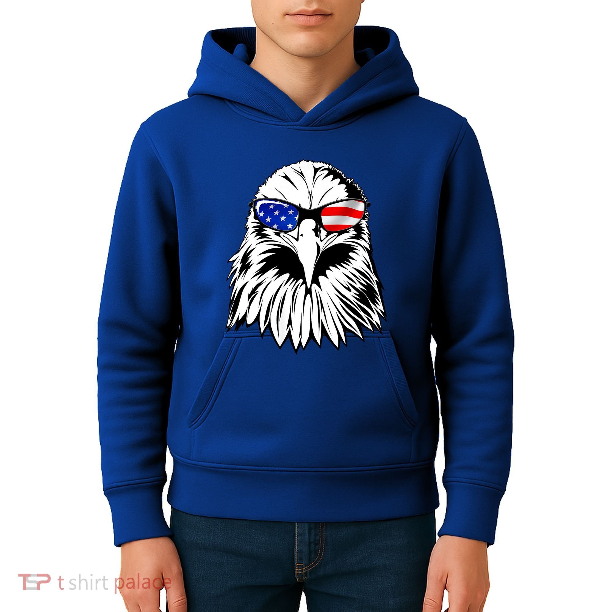 Eagle Sunglasses 4th Of July American Flag Kids Hoodie