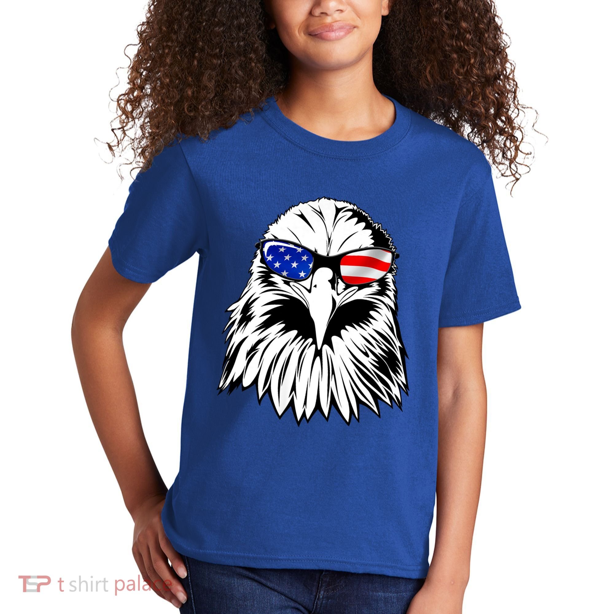 Eagle Sunglasses 4th Of July American Flag Kids T-Shirt