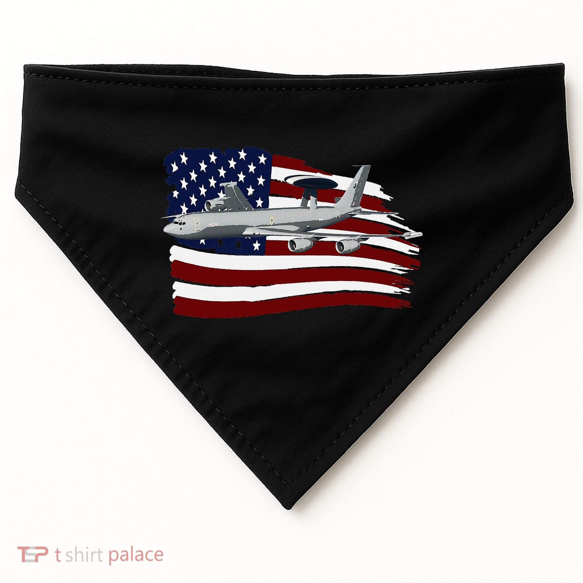 E3 Sentry Awacs Plane Us Flag Usa USA-Made Doggie Bandana