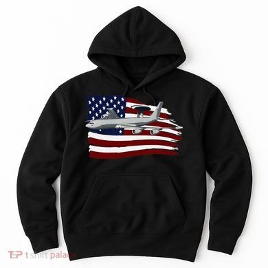 E3 Sentry Awacs Plane Us Flag Usa Hoodie