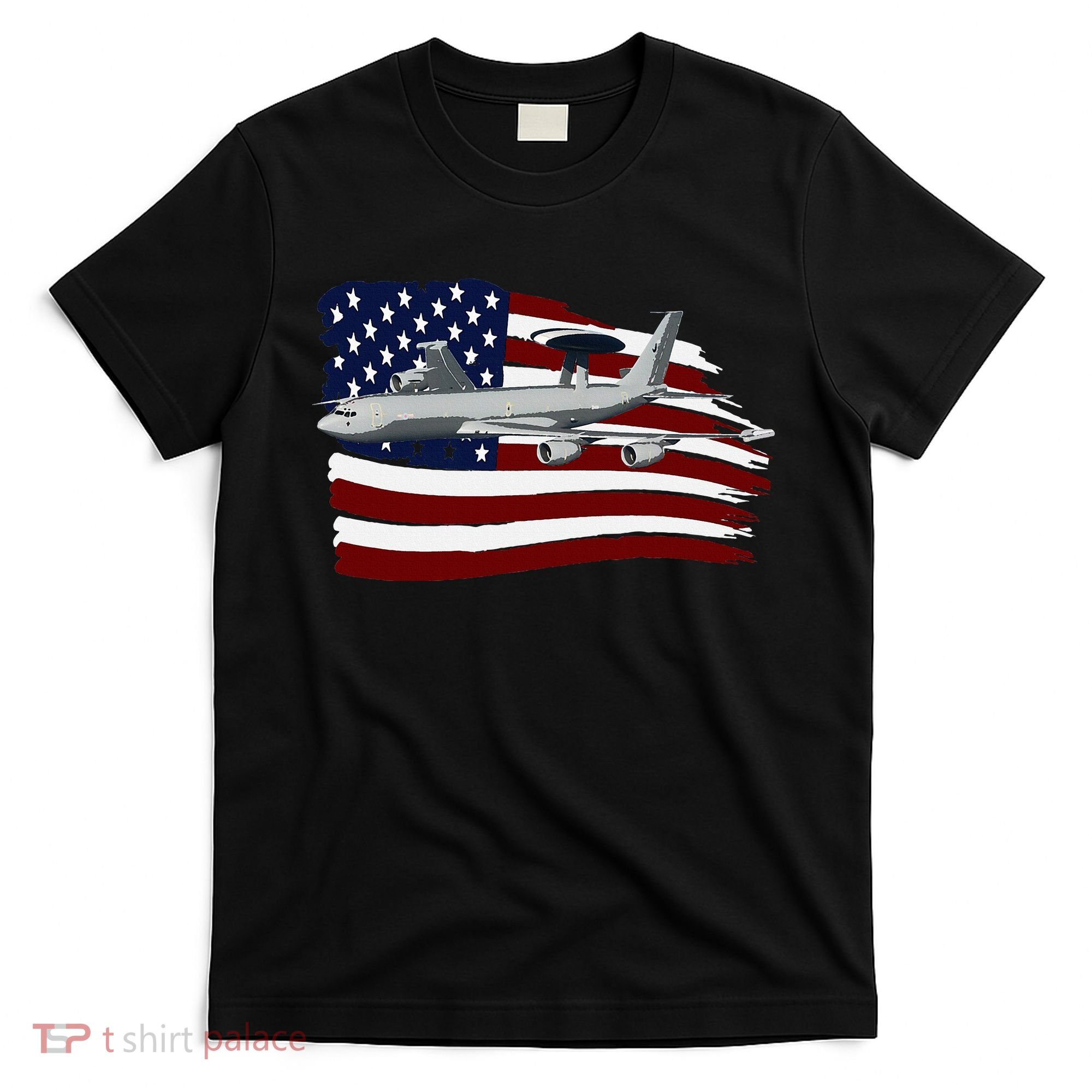 E3 Sentry Awacs Plane Us Flag Usa T-Shirt