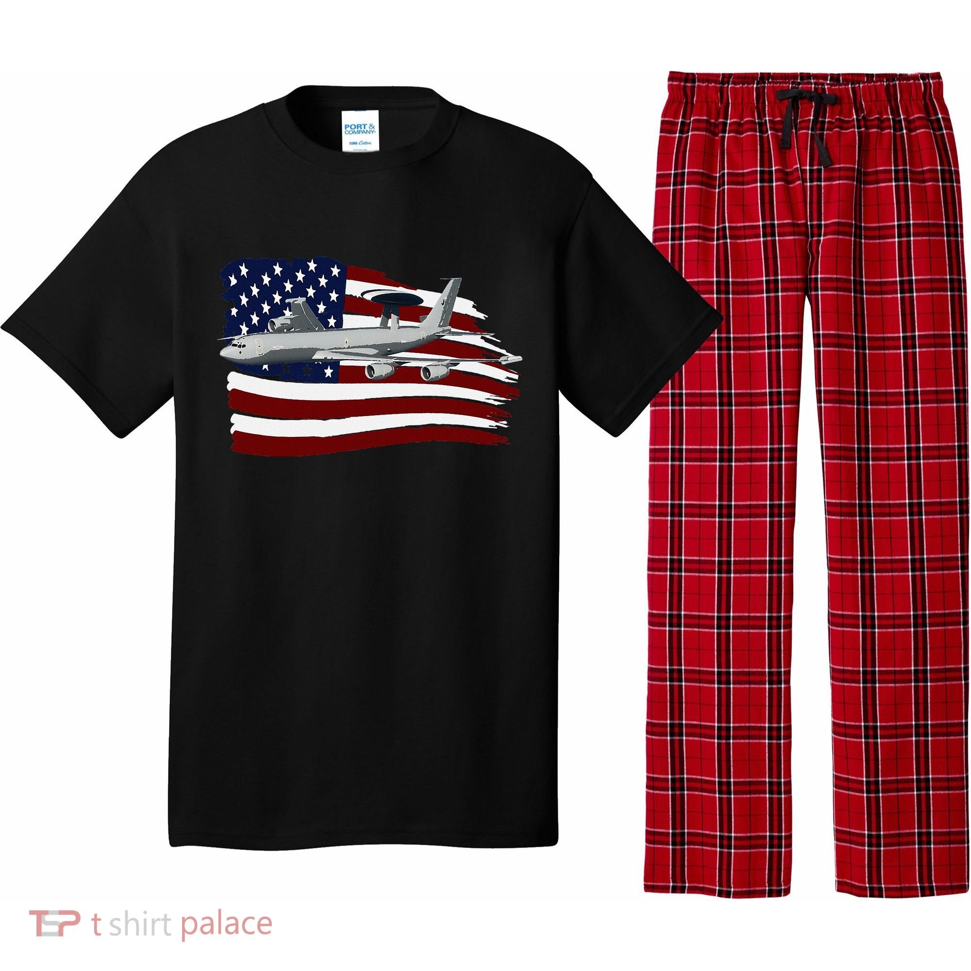 E3 Sentry Awacs Plane Us Flag Usa Pajama Set