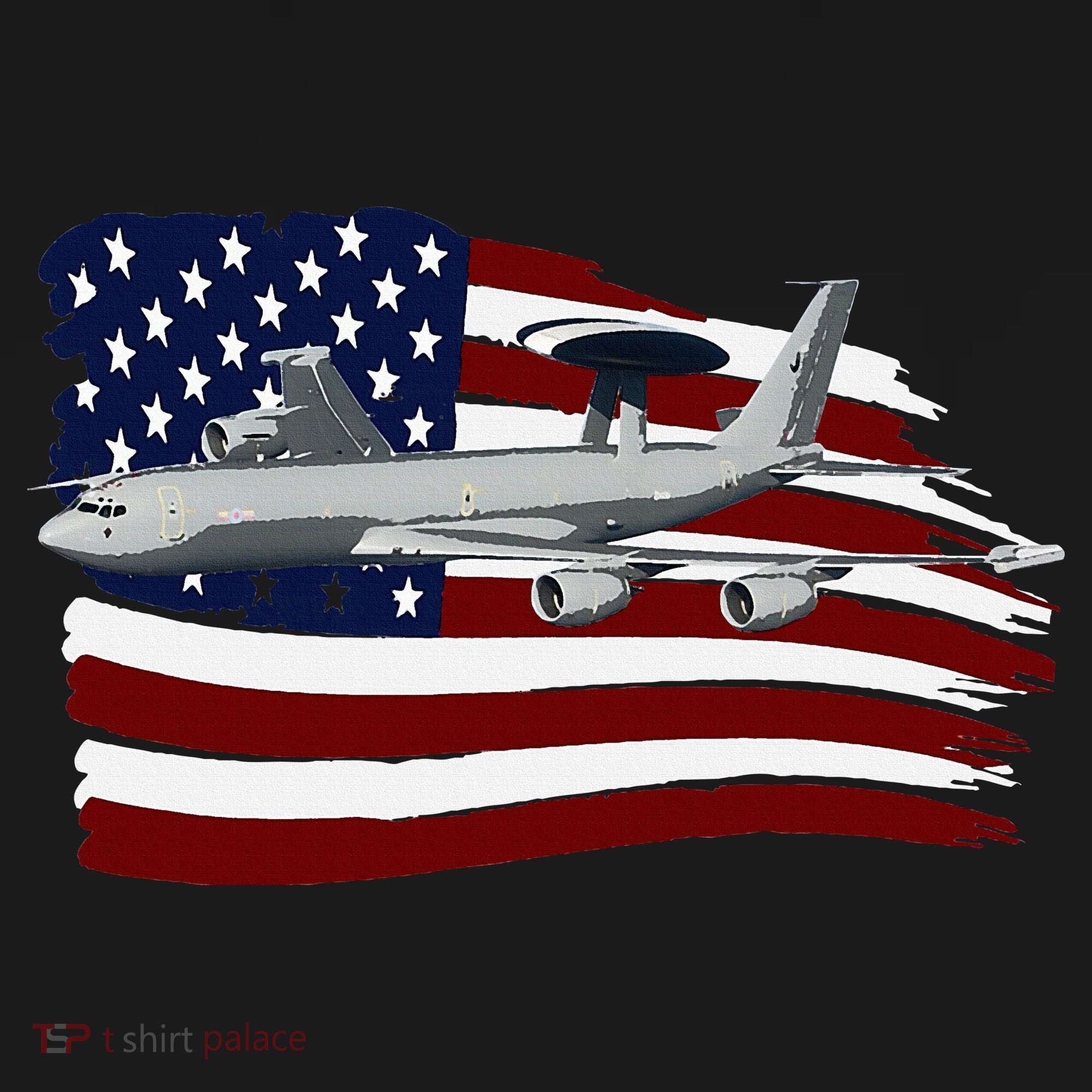 E3 Sentry Awacs Plane Us Flag Usa Polo