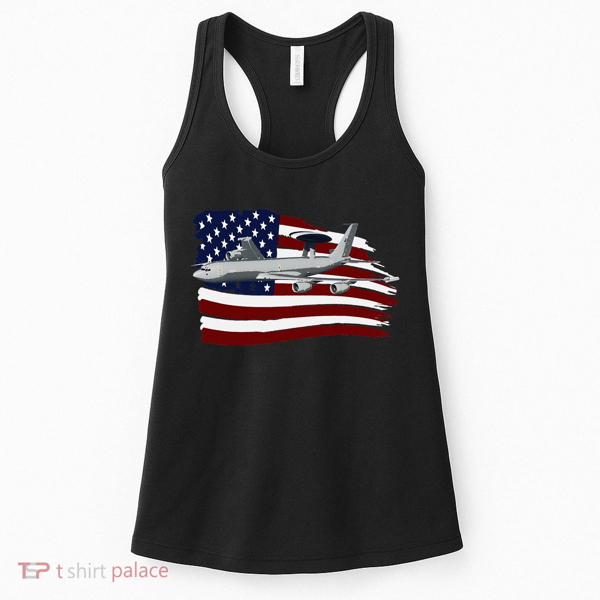 E3 Sentry Awacs Plane Us Flag Usa Women's Tank Top