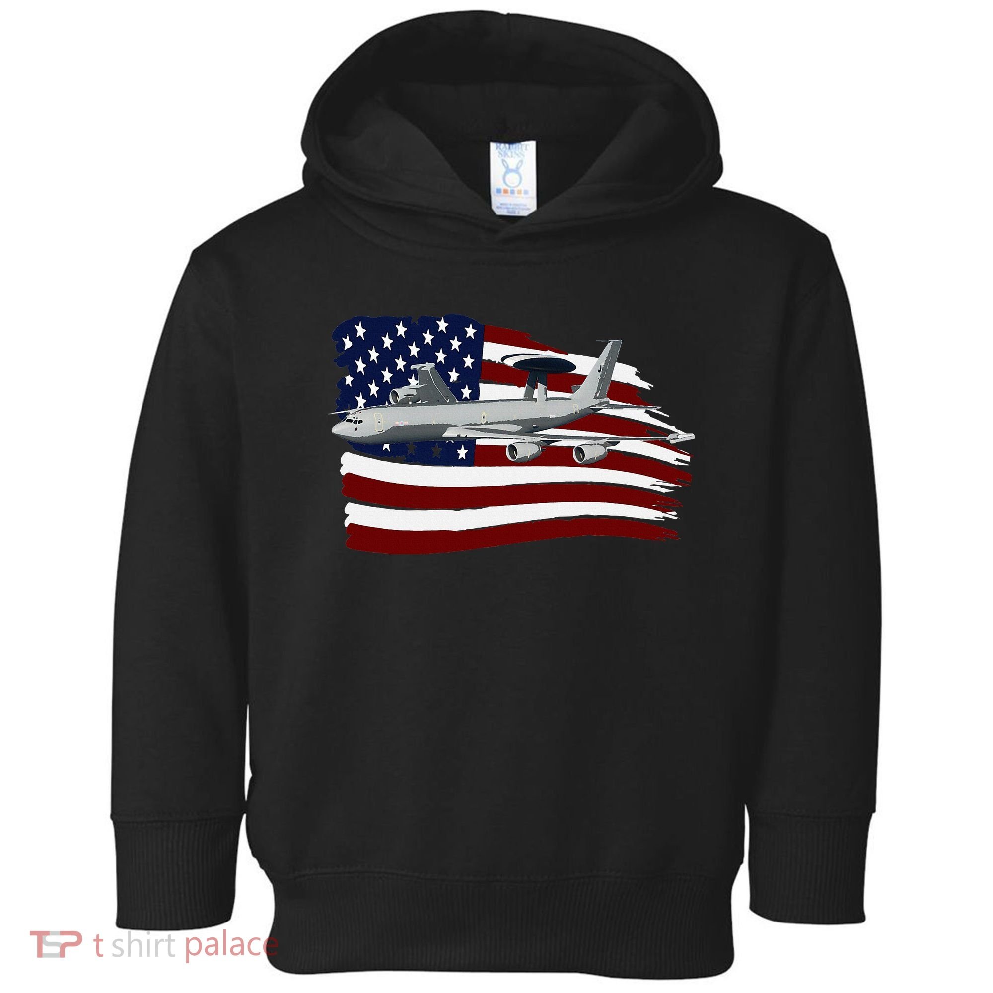 E3 Sentry Awacs Plane Us Flag Usa Toddler Hoodie