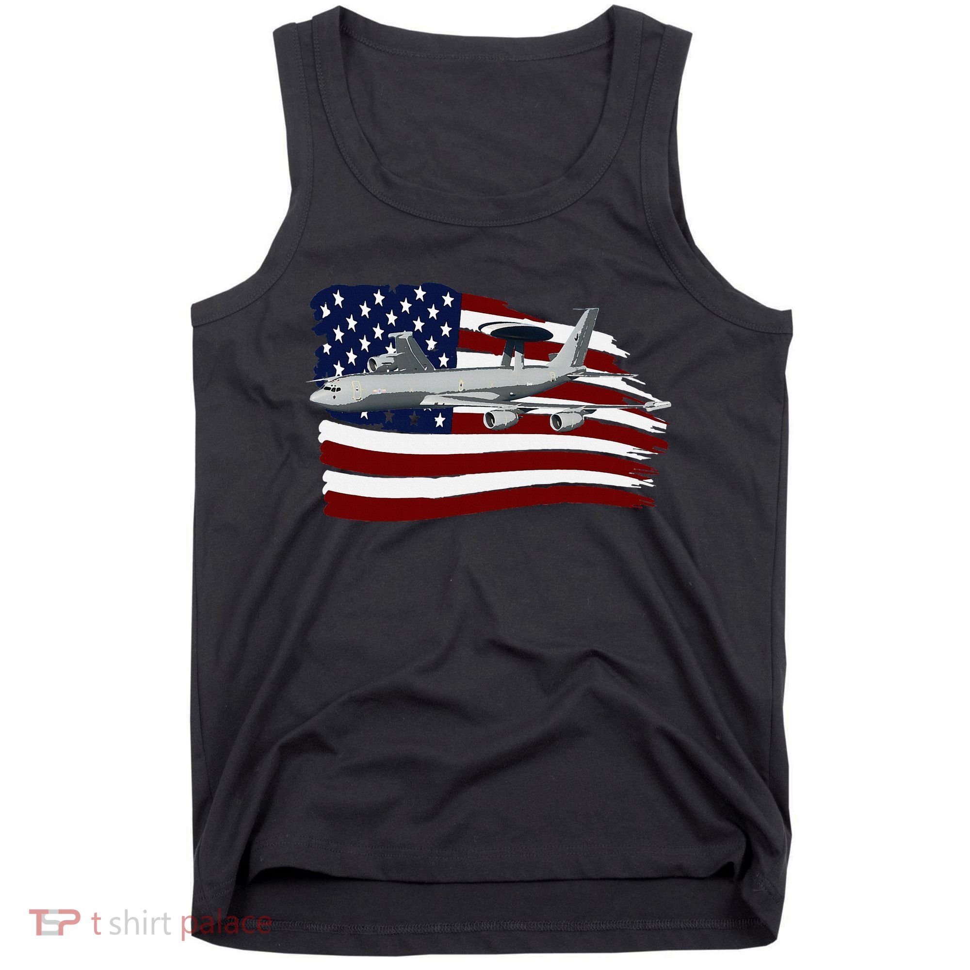 E3 Sentry Awacs Plane Us Flag Usa Tank Top