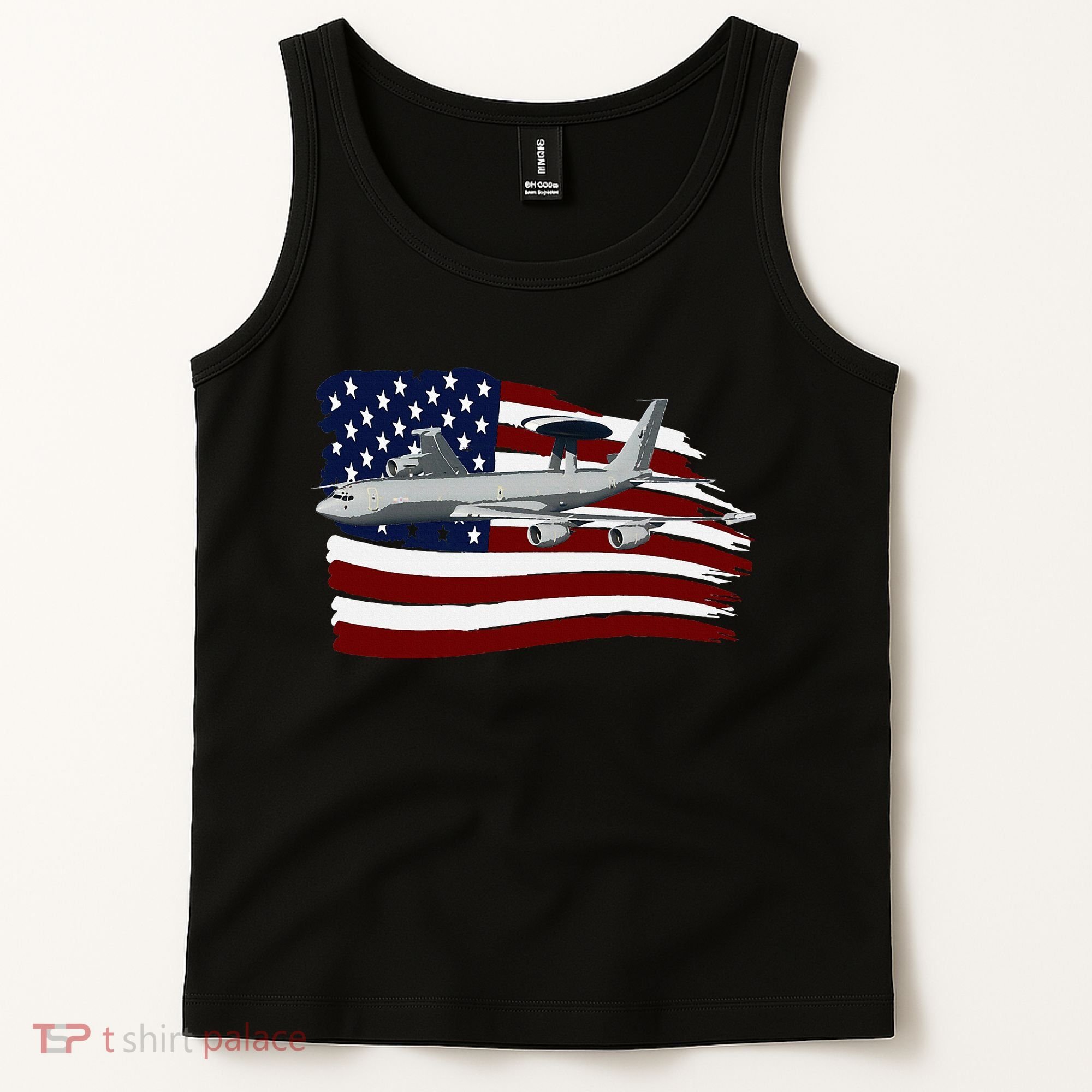 E3 Sentry Awacs Plane Us Flag Usa Tank Top