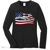 E3 Sentry Awacs Plane Us Flag Usa Women's Long Sleeve Shirt thumb 0