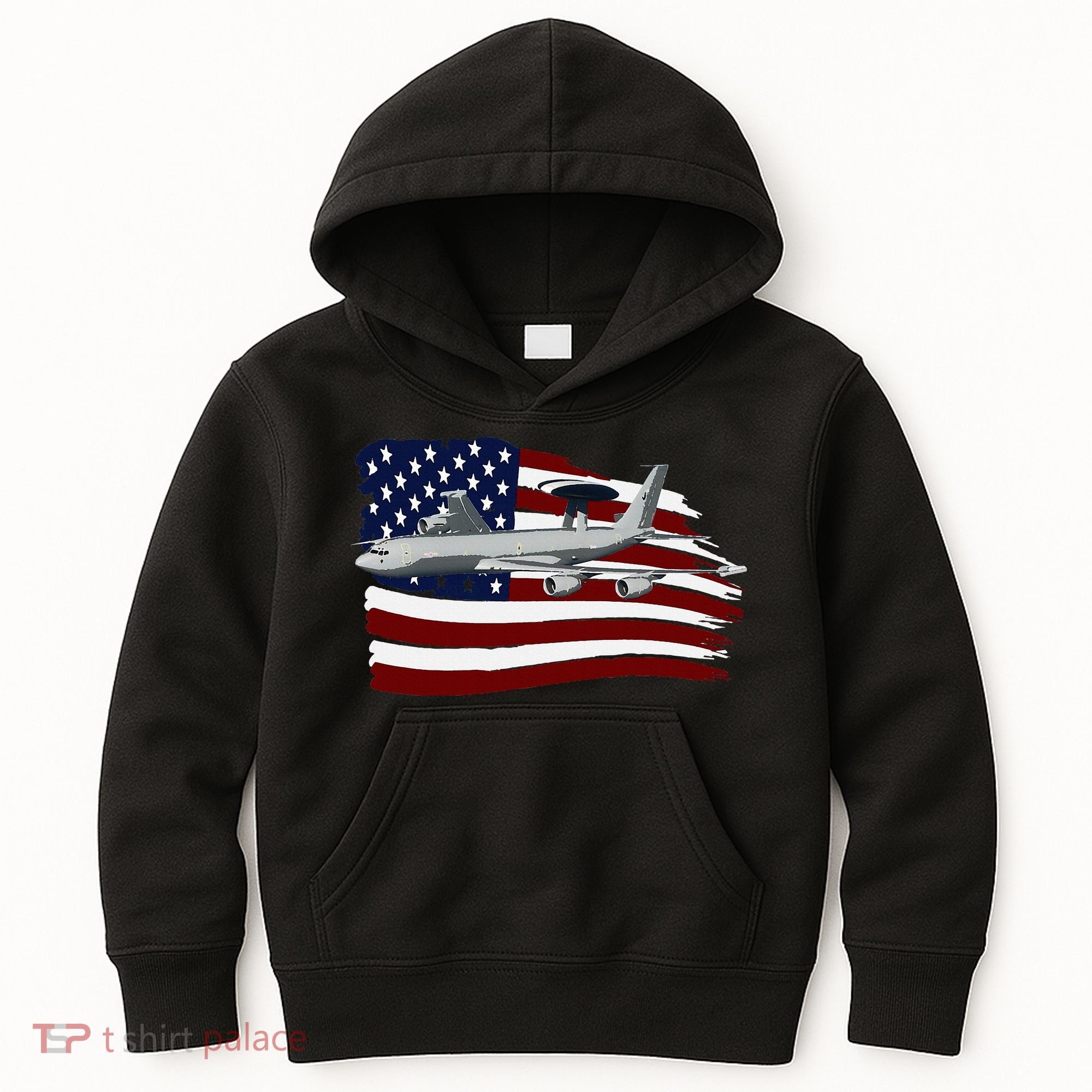 E3 Sentry Awacs Plane Us Flag Usa Kids Hoodie