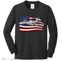 E3 Sentry Awacs Plane Us Flag Usa Kids Long Sleeve Shirt thumb 0