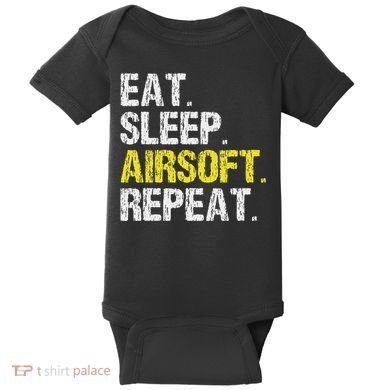 Eat Sleep Airsoft Repeat Air Soft Cool Baby Bodysuit