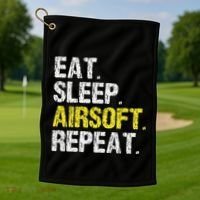 Eat Sleep Airsoft Repeat Air Soft Cool Golf Towel thumb 1