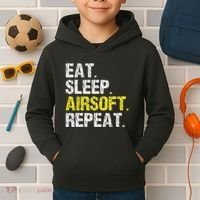 Eat Sleep Airsoft Repeat Air Soft Cool Kids Hoodie thumb 2