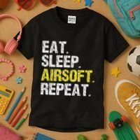 Eat Sleep Airsoft Repeat Air Soft Cool Kids T-Shirt thumb 3