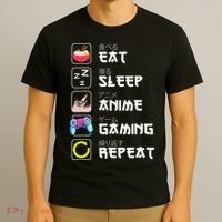 Eat Sleep Anime Gaming Repeat Japan Kawaii Manga Anime Gifts T-Shirt thumb 3