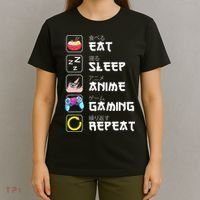 Eat Sleep Anime Gaming Repeat Japan Kawaii Manga Anime Gifts T-Shirt thumb 4