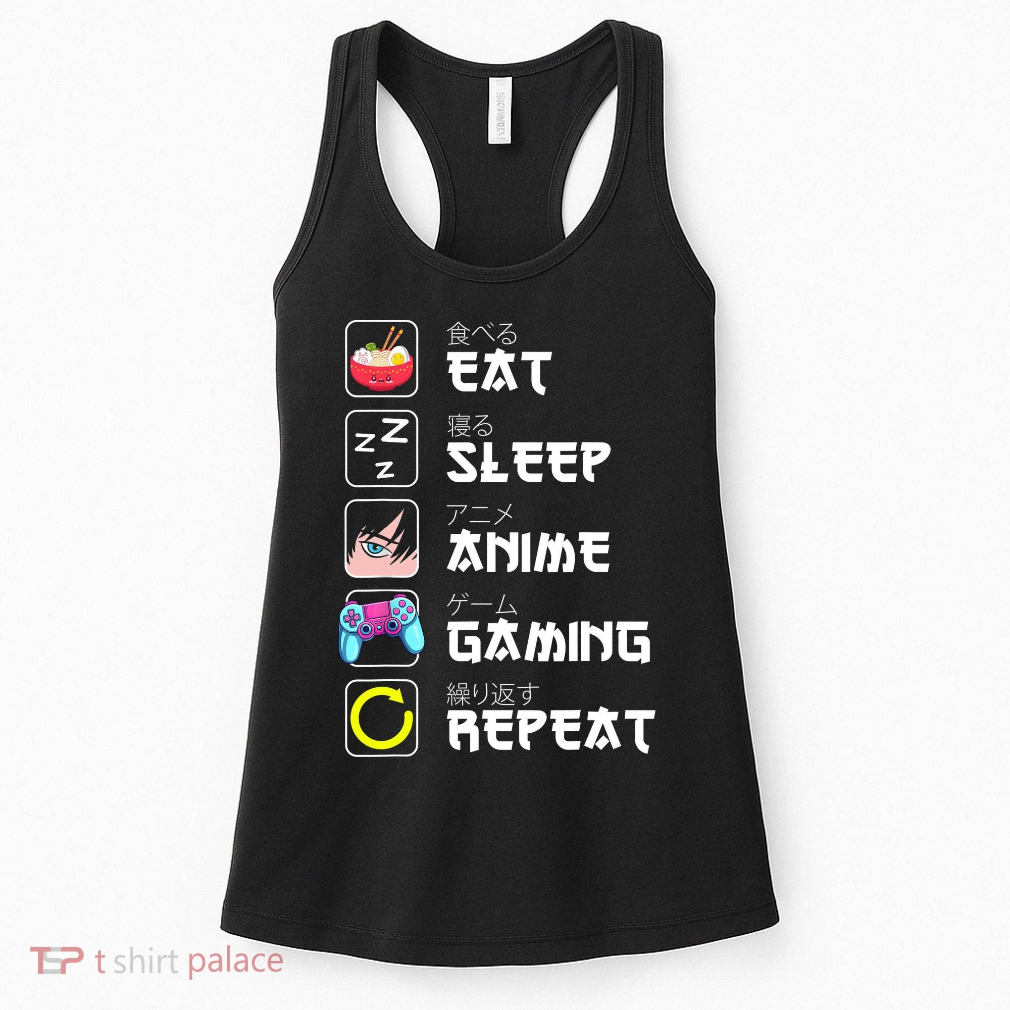 Eat Sleep Anime Gaming Repeat Japan Kawaii Manga Anime Gifts Women's Tank Top