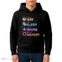 Eat Sleep Anime Repeat Anime Manga Kids Hoodie thumb 4