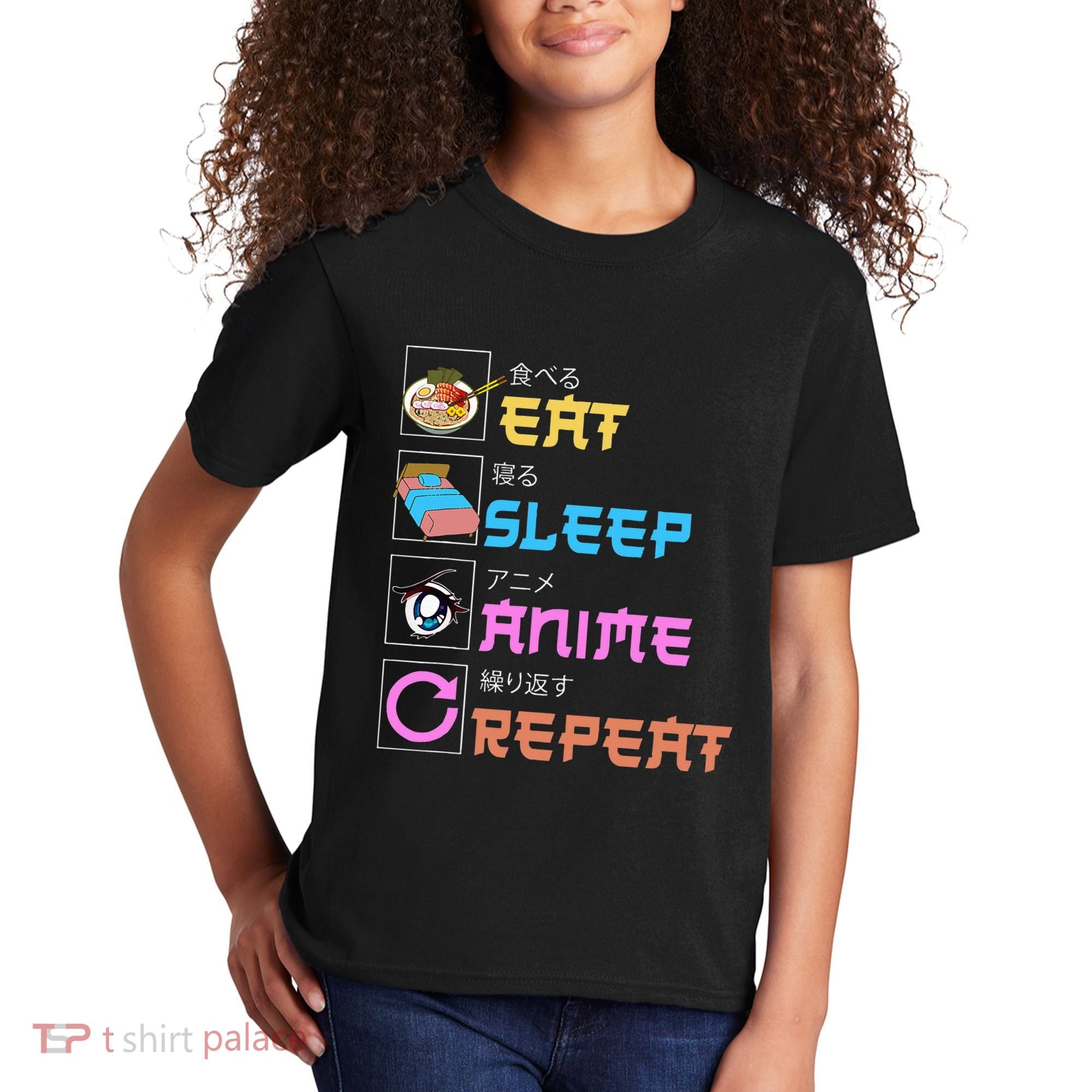 Eat Sleep Anime Repeat Anime Manga Kids T-Shirt