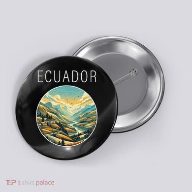 Ecuador Scenery Art Deco Button