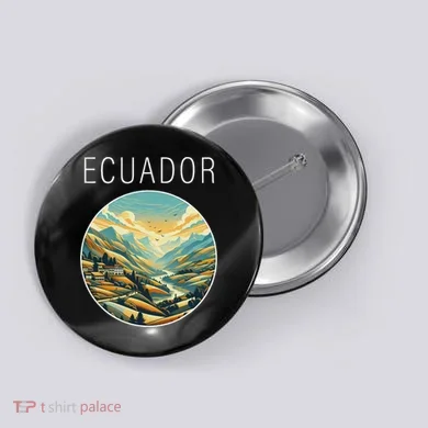 Ecuador Scenery Art Deco Button