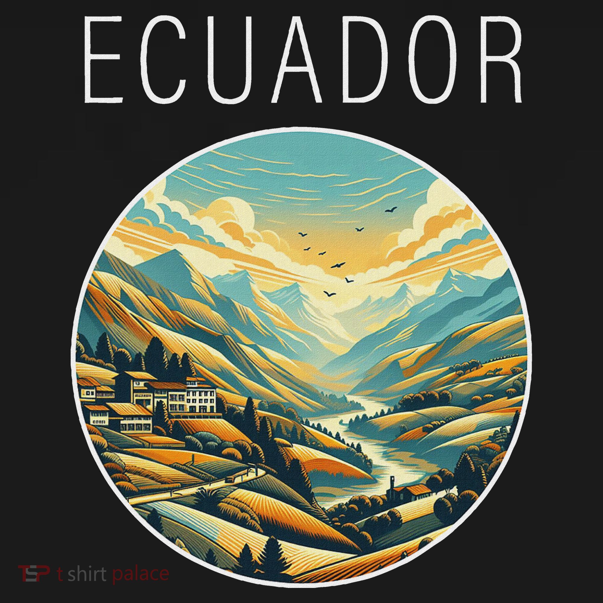 Ecuador Scenery Art Deco Polo