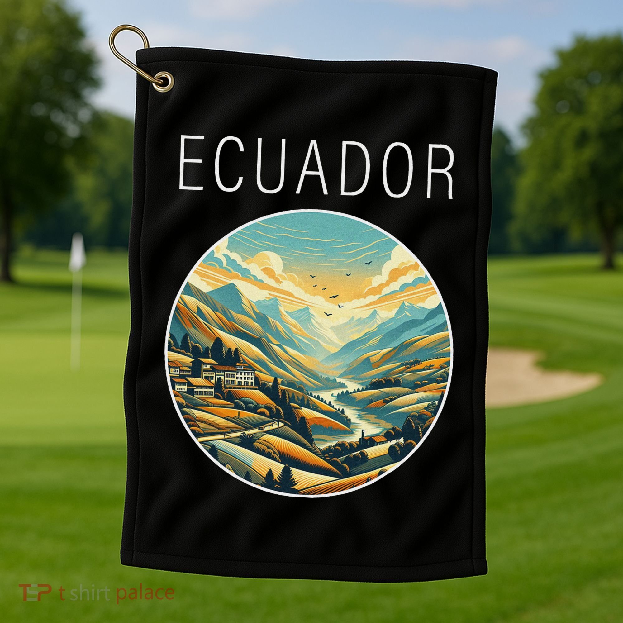 Ecuador Scenery Art Deco Golf Towel