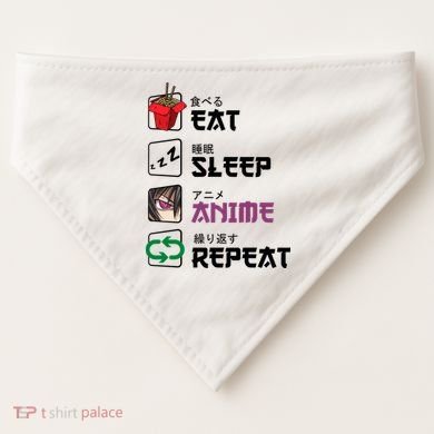 Eat Sleep Anime Repeat USA-Made Doggie Bandana