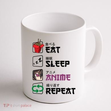 Eat Sleep Anime Repeat Coffee Mug back