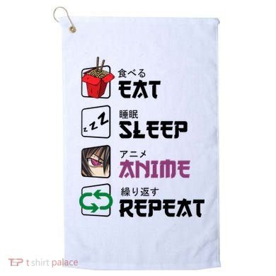 Eat Sleep Anime Repeat Golf Towel