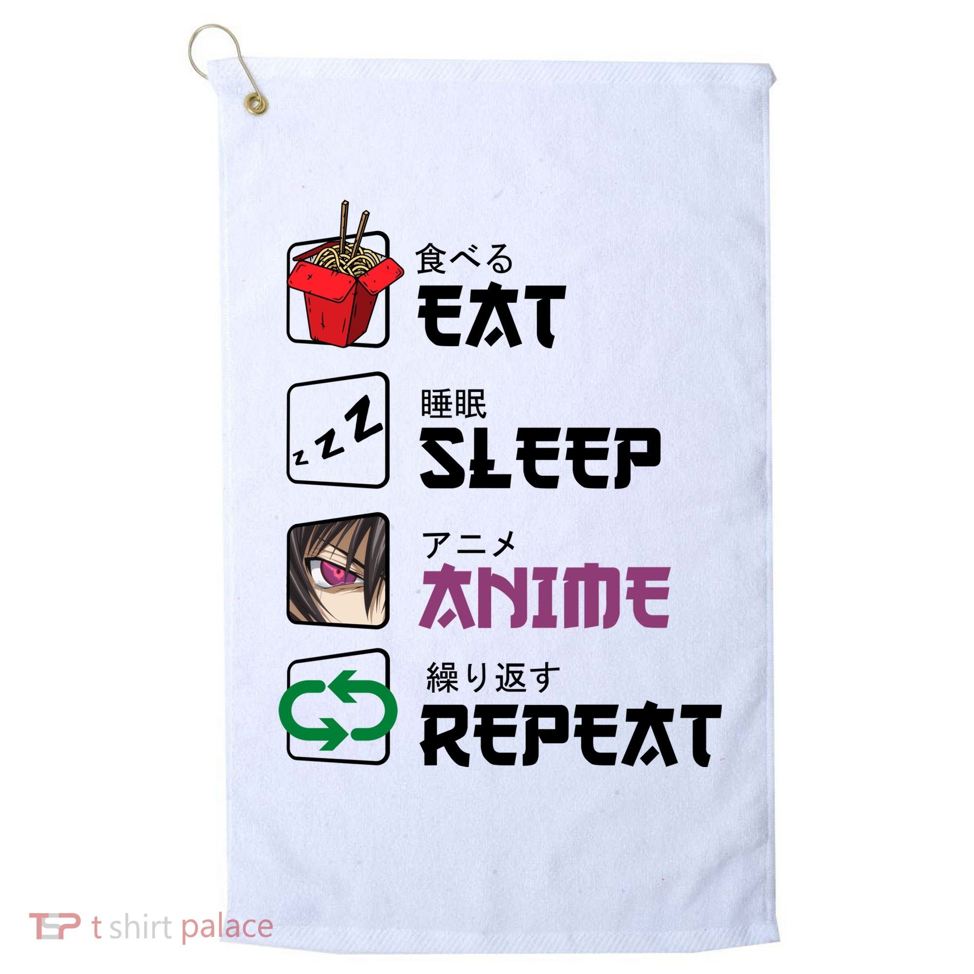 Eat Sleep Anime Repeat Golf Towel