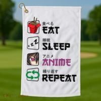Eat Sleep Anime Repeat Golf Towel thumb 1
